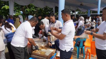 Tahu dan Tempe Rutan Kelas I Medan Laris Diborong pada Semarak Bazar Produk WBP Peringatan HBP ke-62 Kanwil Ditjenpas Sumut